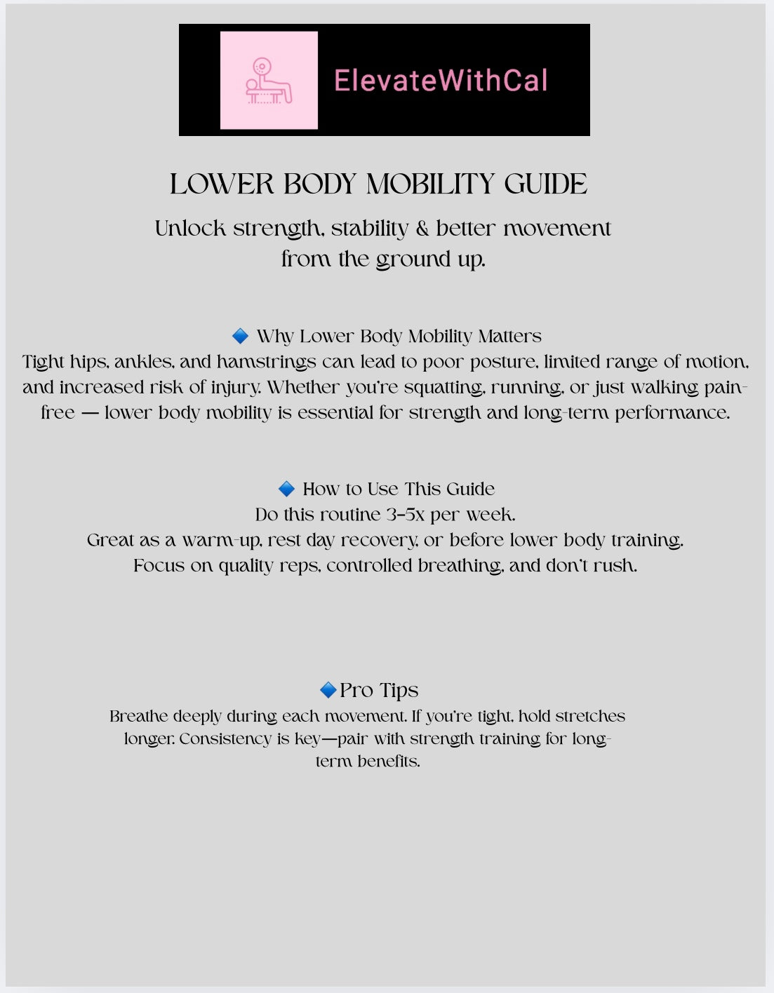 Lower Body Mobility Guide